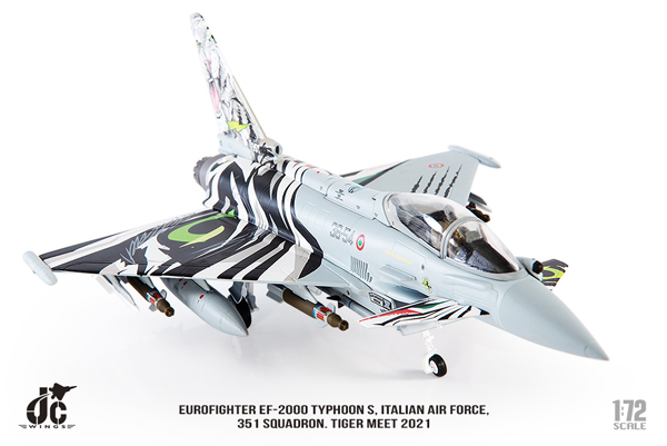 Модель самолета истребителя ef 2000 typhoon, ВВС Италии, 351 дивизия, в раскраске tiger meet 2021 год, масштаб 1/72